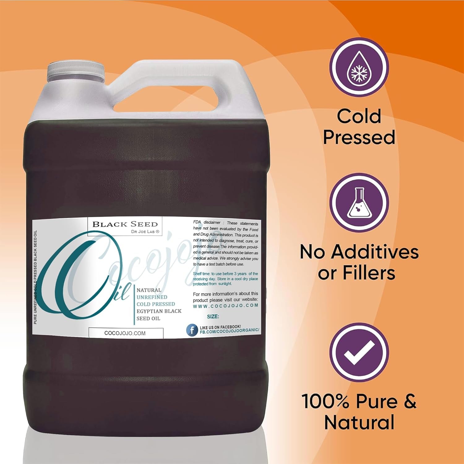 Egyptian Black Seed Oil - Pure Natural Black Cumin Seed Oil Unrefined Cold Pressed Extra Virgin - for Hair Skin Body Nails Face - Moisturizing & Nourishing - 128 Oz (1 Gallon)